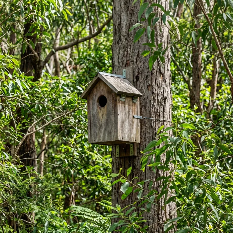Animal nesting box installed as a humane alternative to a Gladysdale roof cavity