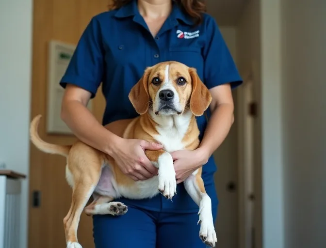 Technician respectfully transporting a deceased dog in Gladysdale